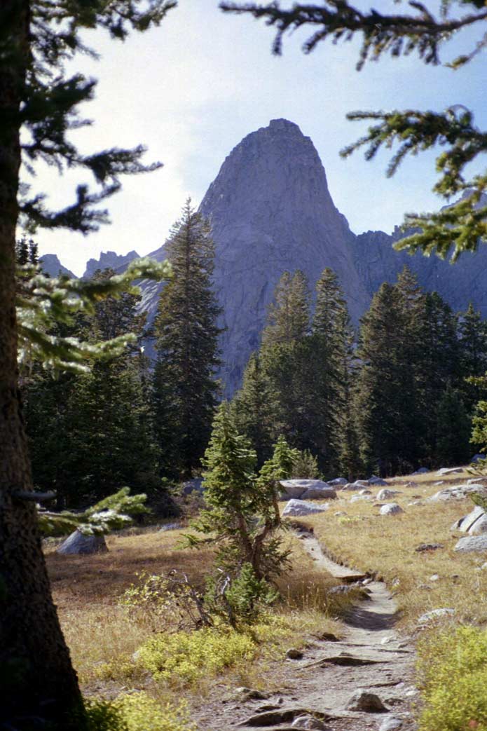This is Pingora. It is not the tallest peak (approx. 11,700ft) but it is probably the most prominant peak in the Cirque of Towers. There are many fine climbing routes on Pingora but we didn't climb any of them since we had no climbing gear with us on this trip. Maybe next time.