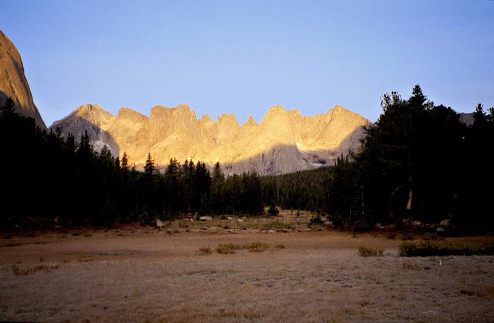 This is a picture of the Cirque on Thursday morning before we headed out. Our original plans were to leave Lizard Head Meadows by way of the Lizard Head Trail and head up to the Valentine Lake area. HOWEVER, at the trail junction was a sign stating that "This trail is unsafe for livestock". So, after weeks of picking a route to the best places, we had to change plans.