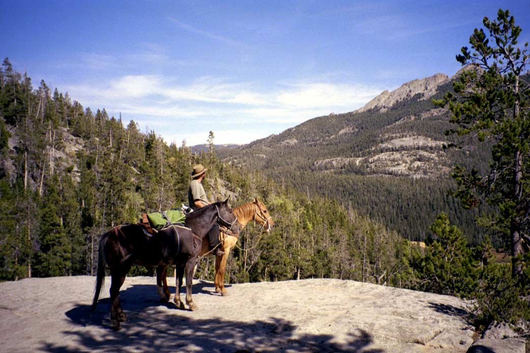 We decided to go to over the High Meadow Trail toward Smith Lake. We knew that this was going to be a fairly steep trail but we could not have known how rocky it was. On top of this, there was a large tree down that we had to remove before we could continue. Unfortunately the saw had been packed in the bottom of the wrong pannier. This meant that we unpacked all four panniers before we finally found the saw and then had to cut both trunks of the tree.